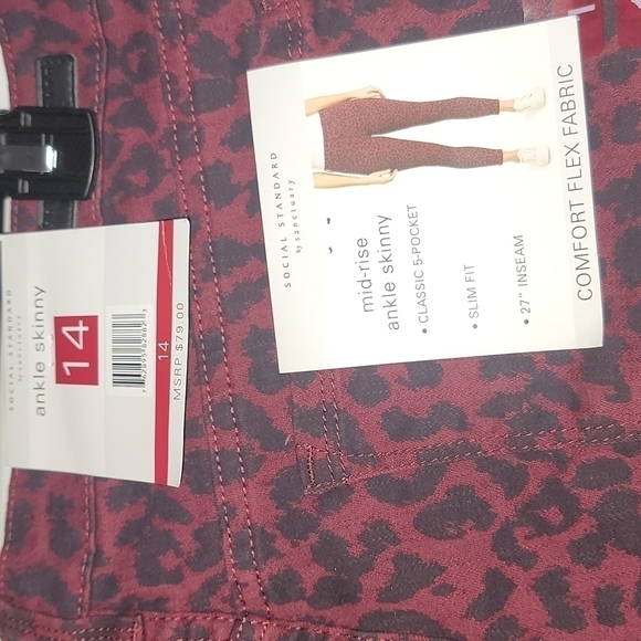 NWT SOCIAL STANDARD BY SANCTUARY stretchy cheetah ankle skinny pants, size 14 - Picture 3 of 5